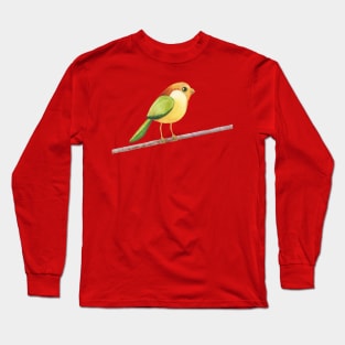 Bird on a Wire - Red, Green, Orange, and Yellow Cute Bird - Watercolor Painting Long Sleeve T-Shirt